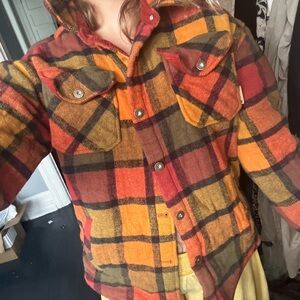Plaid Button Down Shirt - Orange and Black